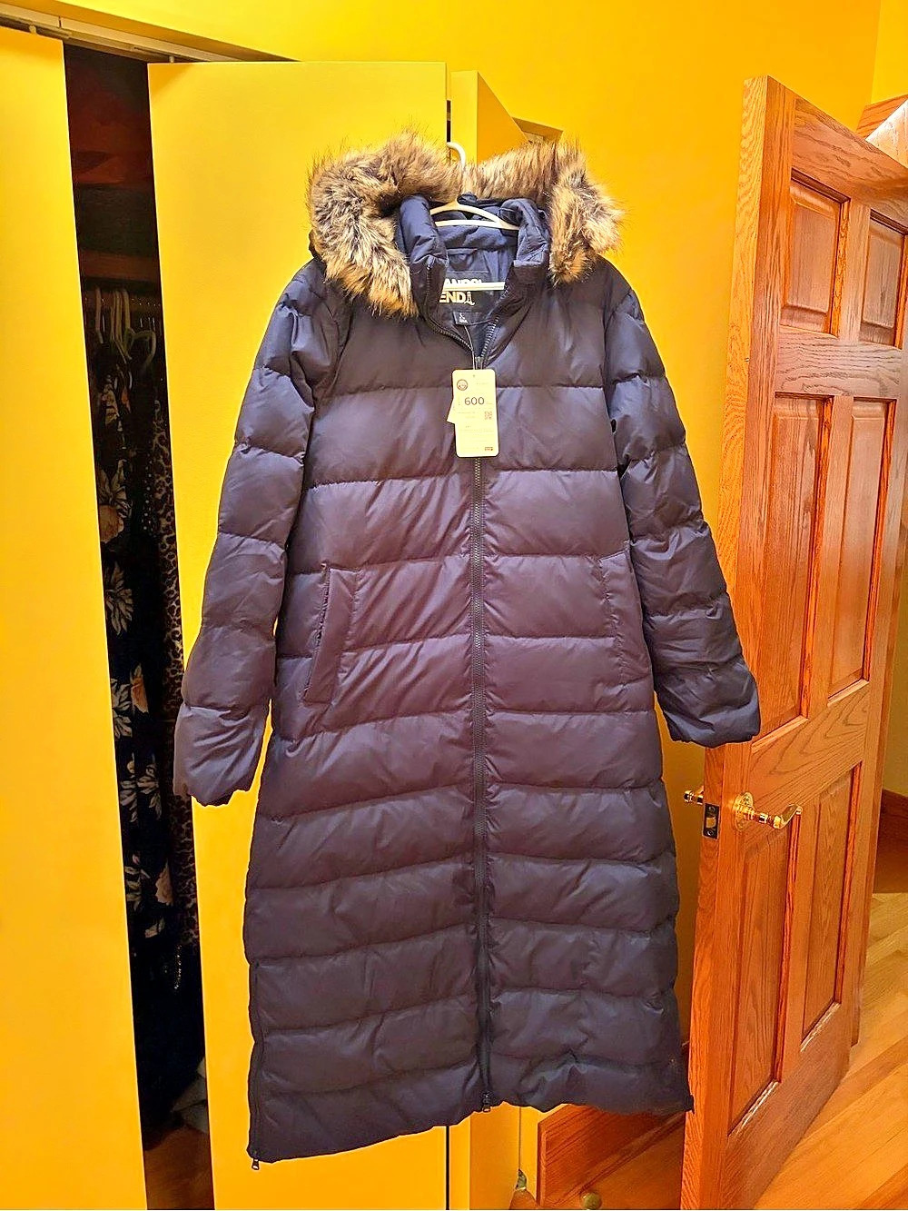 Lands' End Max 600 Down Long Maxi Coat Black